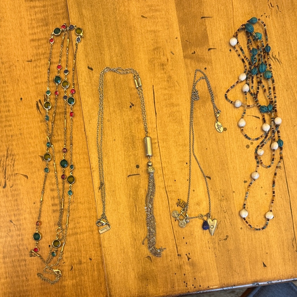 Mix of LONG Elegant Gold and Multicolor Necklace Set